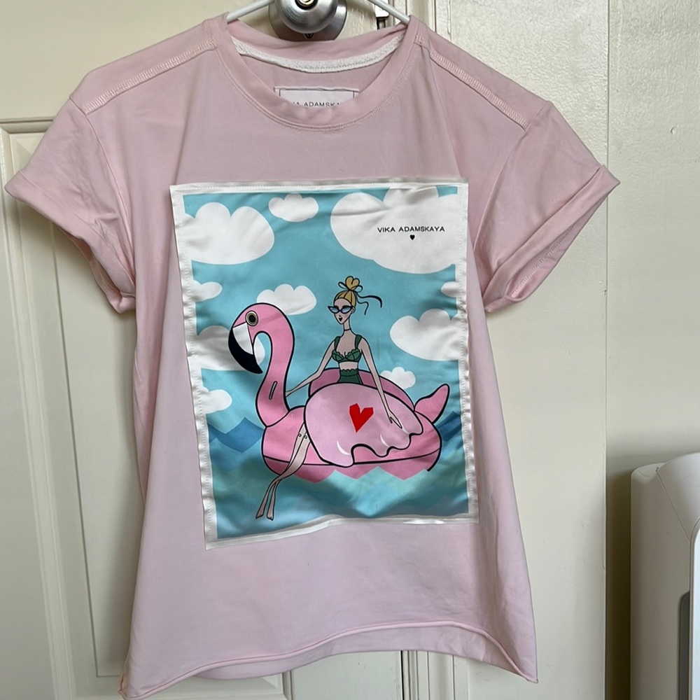 T-shirt Italian soft cotton and silk print pic